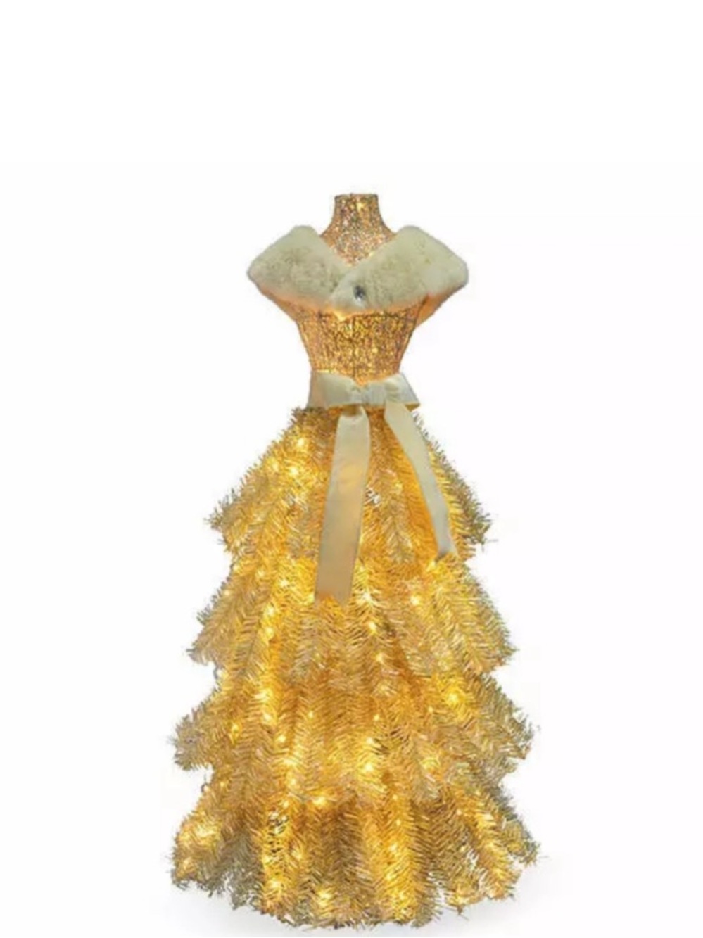 Winter Wonder Lane Prancer Pre Lit Led Gold Dress Form Christmas ~ 4 Ft new